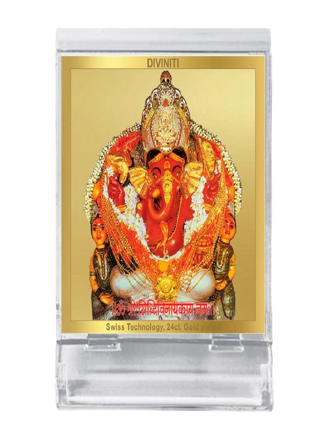 DIVINITI Shree Siddhivinayak Idol Photo Frame for Car Dashboard, Table Décor|ACF 3A ACRYLIC Frame, 24K Gold Plated Foil and |Idol for Pooja, Gifts Items (5.8X4.8 CM) - Image 1