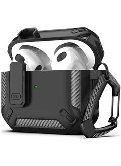 For Airpods 3Rd Generation Case Cover Shockproof Hard Shell Protective Armor With Lock For Airpod Gen 3 Charging Case 2021 Front Led Visible Black
