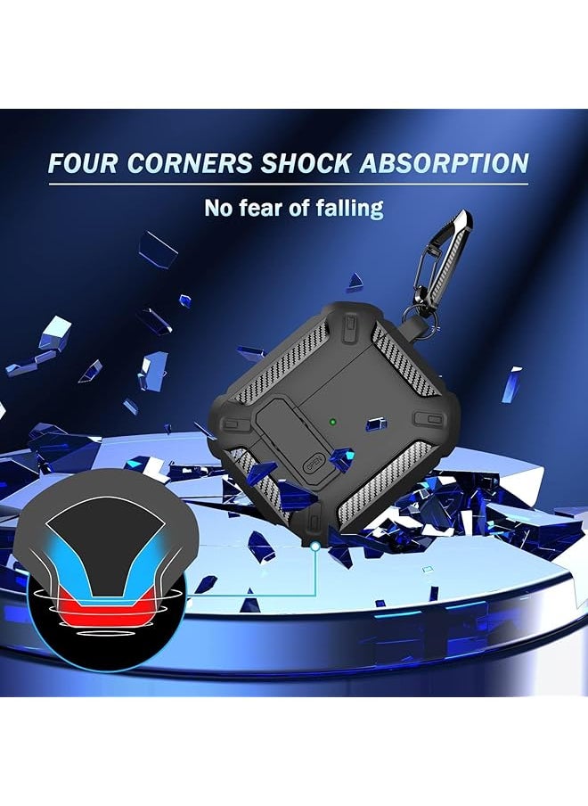 erorex - For Airpods 3Rd Generation Case Cover Shockproof Hard Shell Protective Armor With Lock For Airpod Gen 3 Charging Case 2021 Front Led Visible Black - Image 1