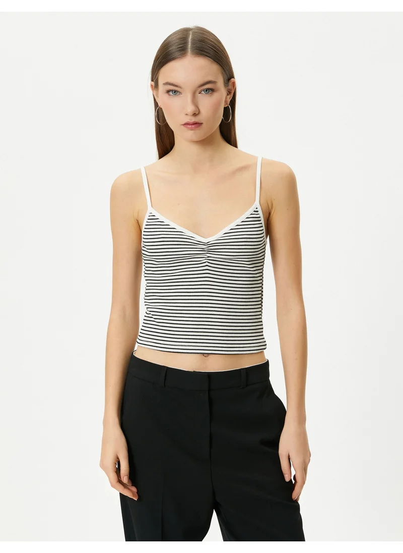 KOTON Thin Strap Undershirt Ribbed Drape Detailed Viscose Blend