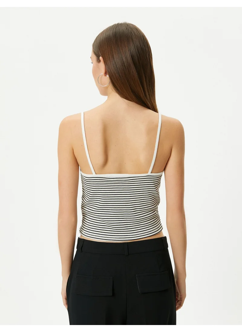 KOTON Thin Strap Undershirt Ribbed Drape Detailed Viscose Blend