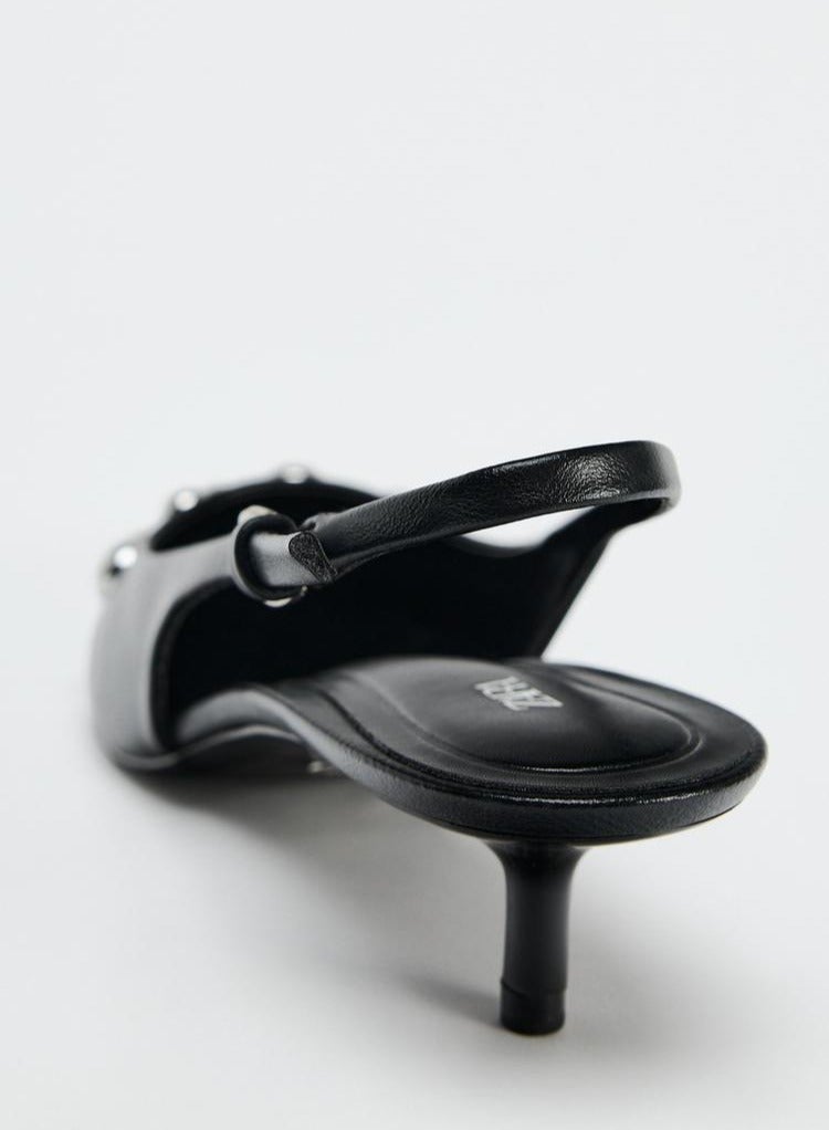 زارا Studded kitten heel slingback shoes - Image 4