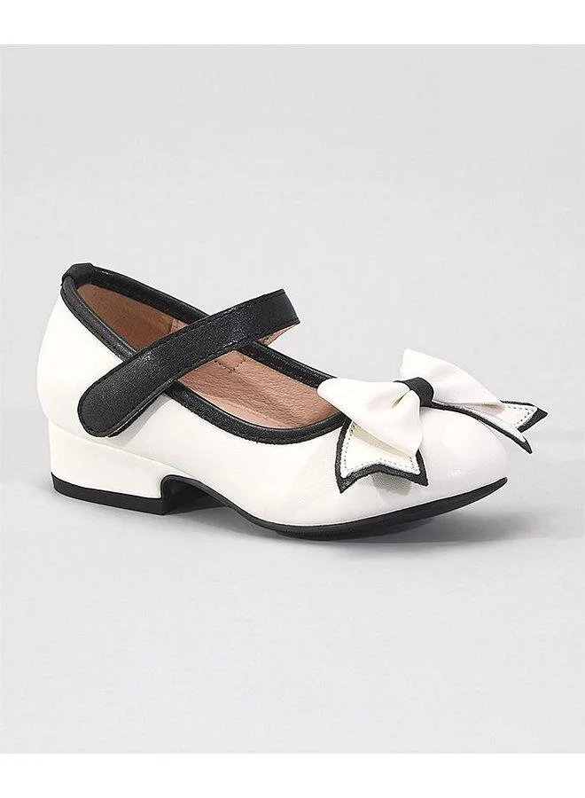 Mark & Mia Mark & Mia Bow Applique Velcro Closure Heeled Ballerinas - White