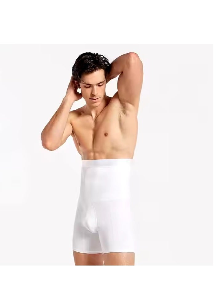 Relax Smart "Men's white compression shorts with high waist, providing firm support for thighs and abdomen."  - Image 1