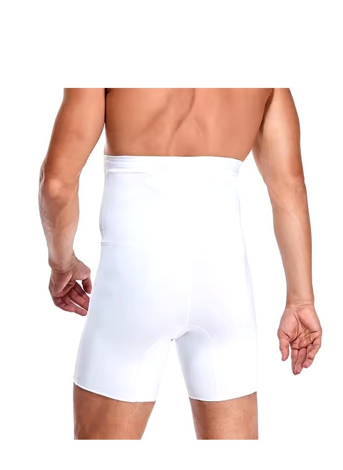 Relax Smart "Men's white compression shorts with high waist, providing firm support for thighs and abdomen."  - Image 3