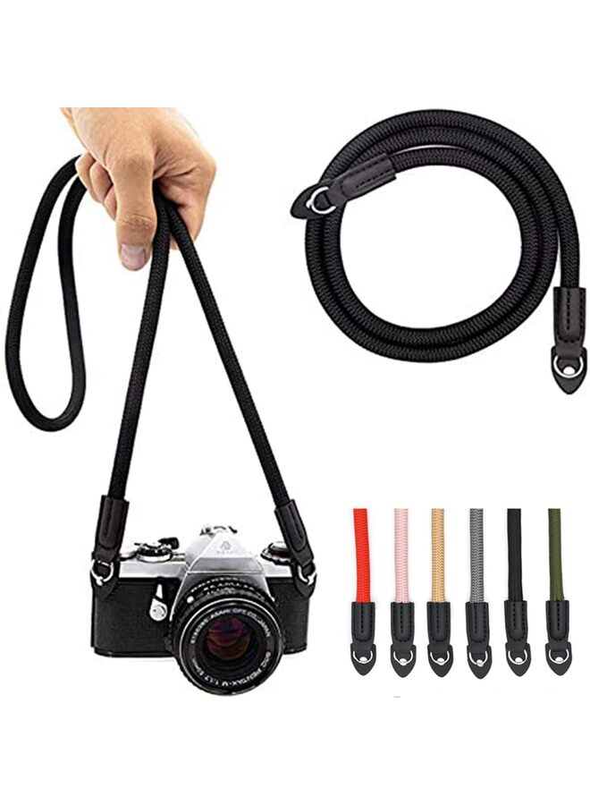 Camera Strap Vintage 100cm Nylon Climbing Rope Camera Neck Shoulder Strap for Micro Single and DSLR Camera, Black, 105cm - Image 1