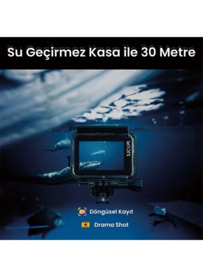 أس جي كام SJCAM كاميرا SJ4000 Air 4K Wi-Fi Action الأصلية بدقة 16 ميجابكسل مضادة للماء وكاميرا فيديو DV بزاوية واسعة 170 درجة LCD - أسود - Image 4