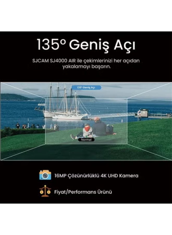 أس جي كام SJCAM كاميرا SJ4000 Air 4K Wi-Fi Action الأصلية بدقة 16 ميجابكسل مضادة للماء وكاميرا فيديو DV بزاوية واسعة 170 درجة LCD - أسود - Image 5