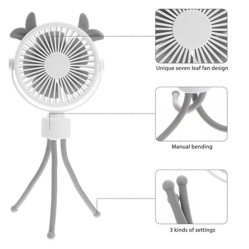 USB Rechargeable Portable Stroller Fan With Flexible Tripod Clip On Outdoor Travel Lightweight - Image 5