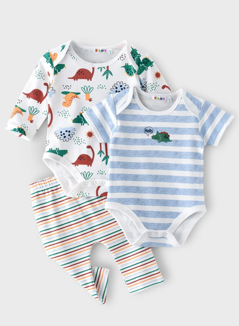Boo Boo BooBoo Kids Dino Tree Range 3 PC 2 Bodysuit +Legging