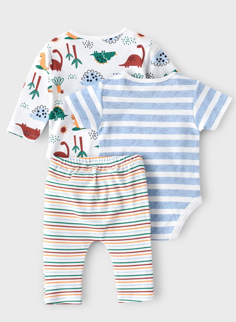 بوو بوو مجموعة ديناصور شجرة بو بو للأطفال  قطع  بودي سوت + بنطلون ضيق - Image 2