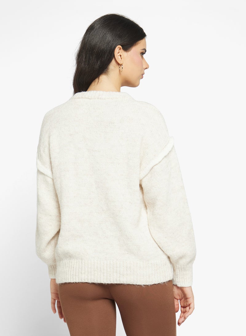 جينجر كنزة بياقة متباينة بتفاصيل كبيرة - Image 2