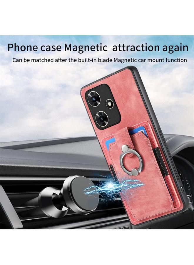 اس-توب جراب هاتف بتصميم كلاسيكي مع حلقة ومحفظة وبطاقة لهاتف Infinix Hot 30i - Image 4