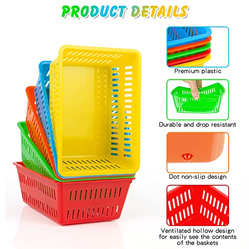 IKAYAS 30 Pack Colorful Small Plastic Classroom Storage Baskets, 6.1"L x 4.7"W x 2.4"H, Desk Organizer, Home, Office - Image 3