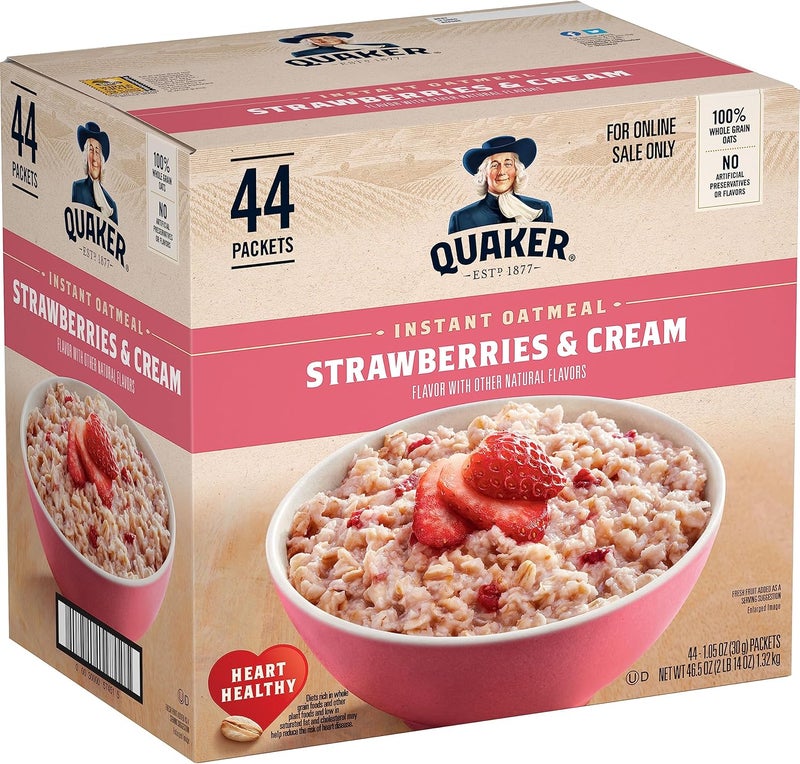 Quaker Instant Oatmeal, Strawberries & Cream, 44 Pack - Image 1