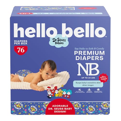 Hello Bello Dr Seuss Babies Premium Diapers Size NB 76 Count Softness Protection for Sensitive Skin - Image 1