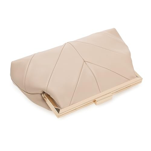 IXEBELLA PU Clutch Purse for Women Dressy Evening Bag Formal Handbag for Wedding, Prom, Cocktail Party (Beige) - Image 5
