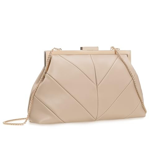 IXEBELLA PU Clutch Purse for Women Dressy Evening Bag Formal Handbag for Wedding, Prom, Cocktail Party (Beige) - Image 2