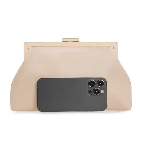 IXEBELLA PU Clutch Purse for Women Dressy Evening Bag Formal Handbag for Wedding, Prom, Cocktail Party (Beige) - Image 3