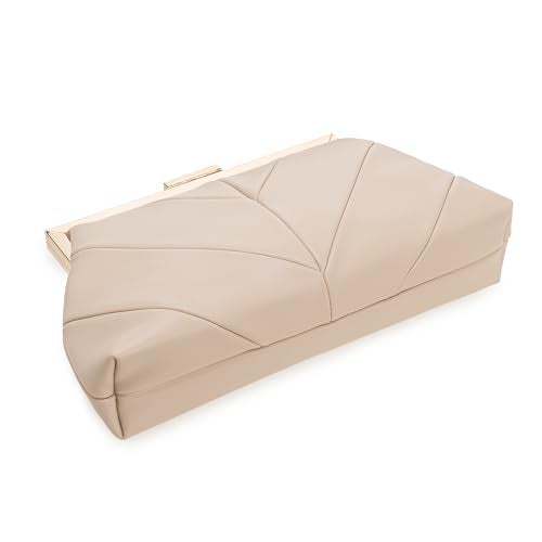 IXEBELLA PU Clutch Purse for Women Dressy Evening Bag Formal Handbag for Wedding, Prom, Cocktail Party (Beige) - Image 4
