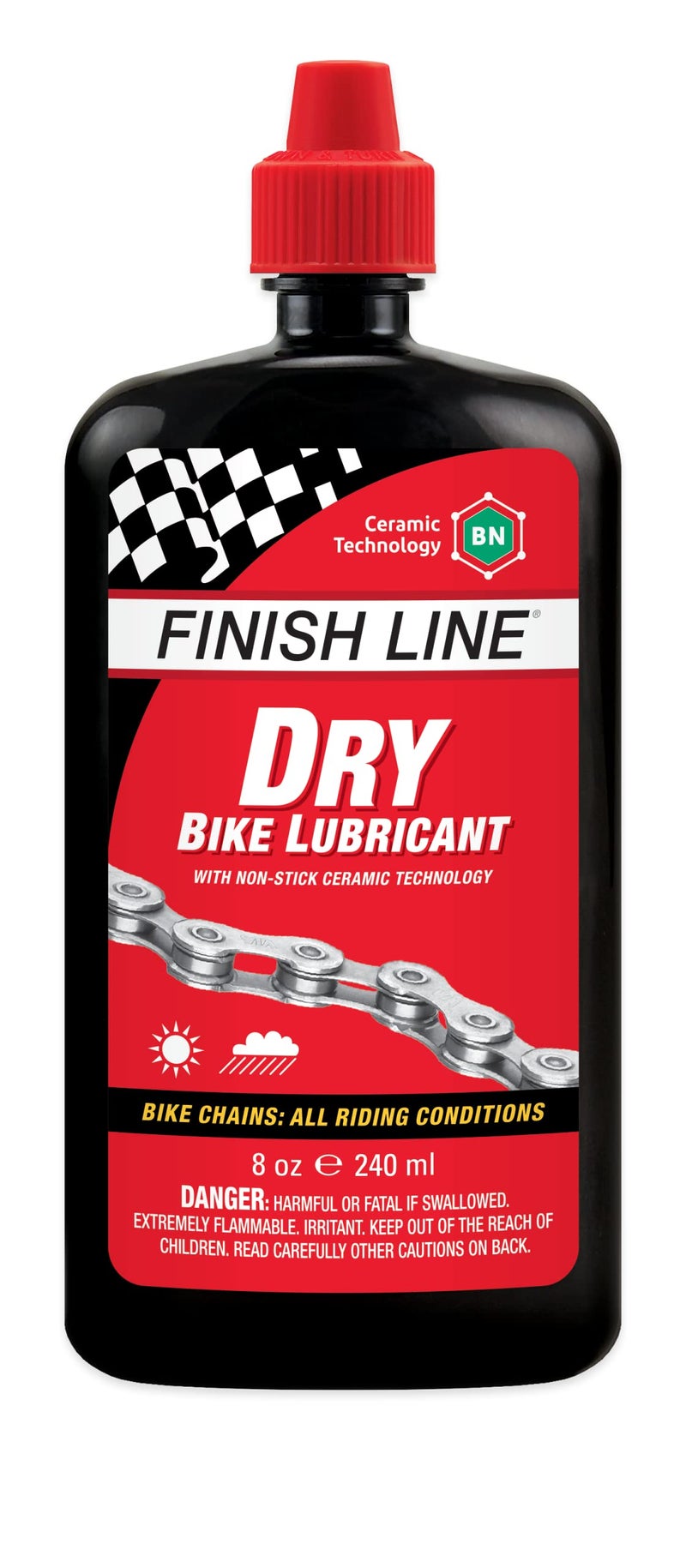 FINISH LINE زيت تشحيم الدراجة الجاف من فينيش لاين مع زجاجة ضغط 8 أونصات - Image 1