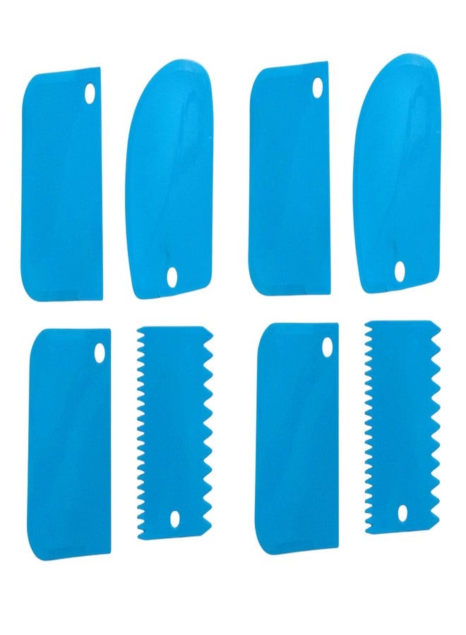 Kitchwish 8 Pcs Plastic Cake Scraper Different Pattern Professional Cake Decorating and Smoothing Tools (Blue) - Image 1