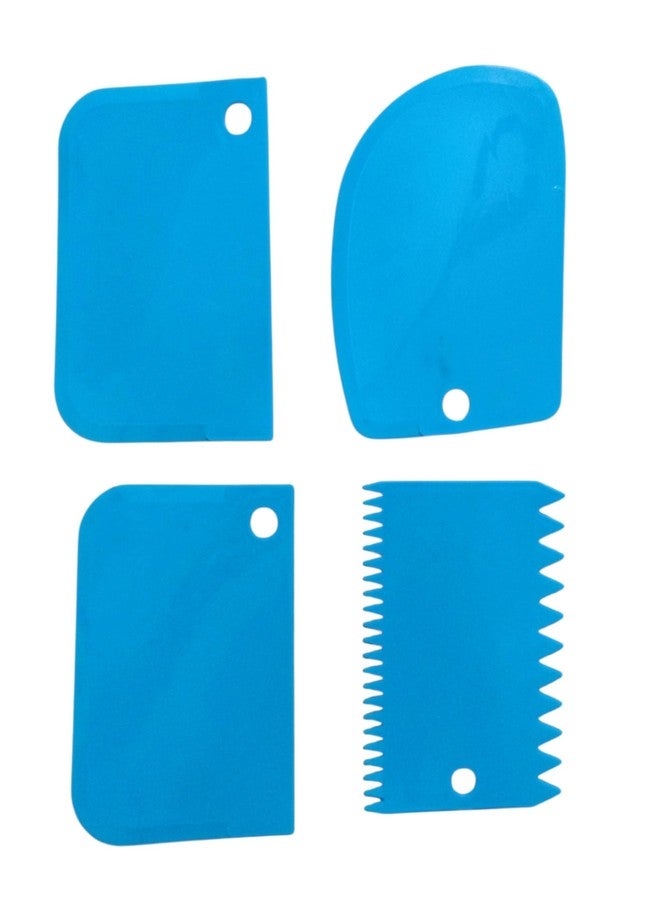 Kitchwish 8 Pcs Plastic Cake Scraper Different Pattern Professional Cake Decorating and Smoothing Tools (Blue) - Image 5