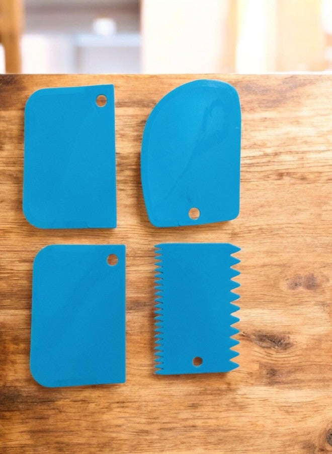 Kitchwish 8 Pcs Plastic Cake Scraper Different Pattern Professional Cake Decorating and Smoothing Tools (Blue) - Image 4