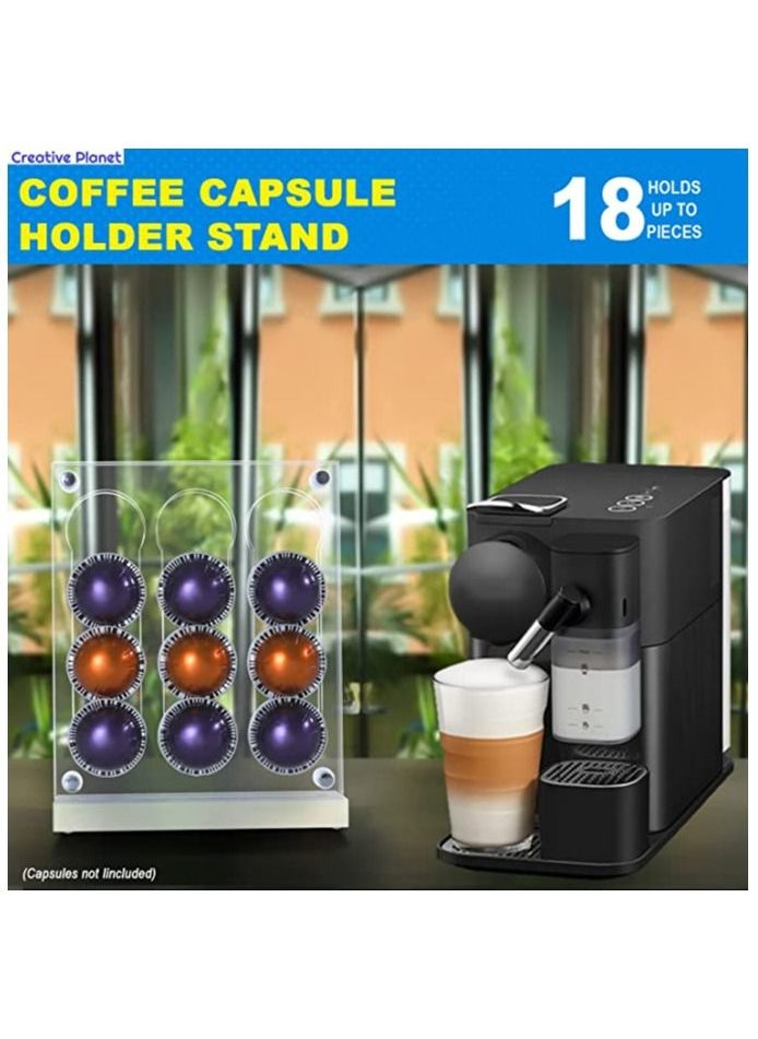 Creative Planet - Coffee pods holder for Nespresso capsules, elegant space saving double sided pod organizer. acrylic dispenser for coffee station (double layer) VERT - Image 1