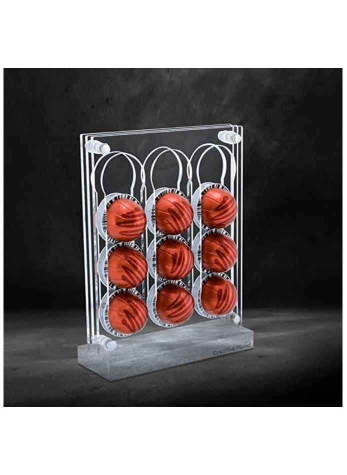 Creative Planet - Coffee pods holder for Nespresso capsules, elegant space saving double sided pod organizer. acrylic dispenser for coffee station (double layer) VERT - Image 1