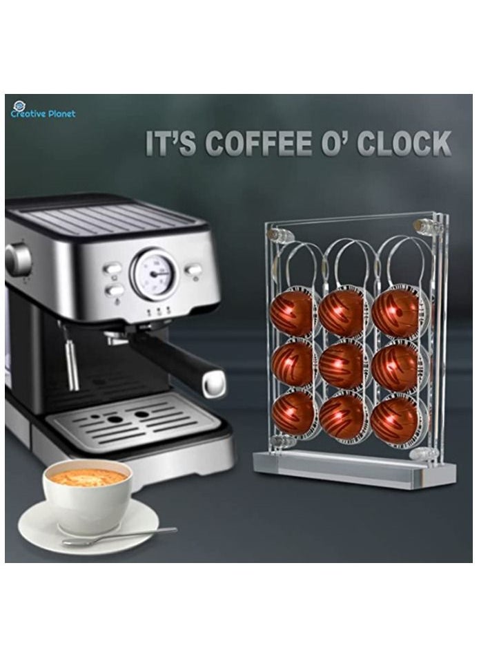 Creative Planet - Coffee pods holder for Nespresso capsules, elegant space saving double sided pod organizer. acrylic dispenser for coffee station (double layer) VERT - Image 1