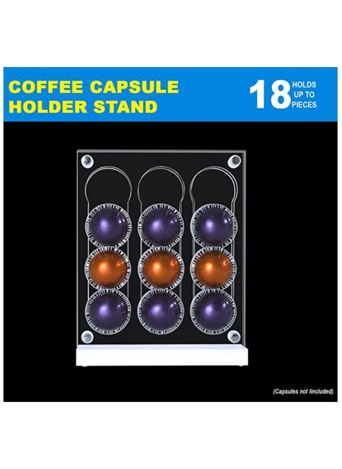 Creative Planet - Coffee pods holder for Nespresso capsules, elegant space saving double sided pod organizer. acrylic dispenser for coffee station (double layer) VERT - Image 1