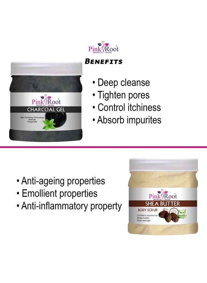 Pink Root Pink Root Charcoal Gel 500ml with Shea Butter Scrub 500ml  - Image 5