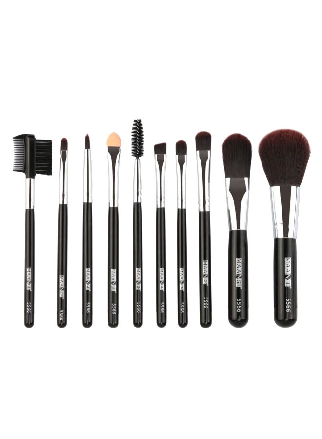 طقم فراشي مستحضرات تجميل مكون من 10 قطع متعدد الألوان - Image 1