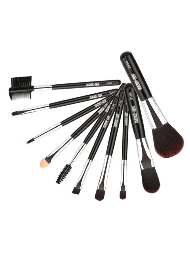 طقم فراشي مستحضرات تجميل مكون من 10 قطع متعدد الألوان - Image 2