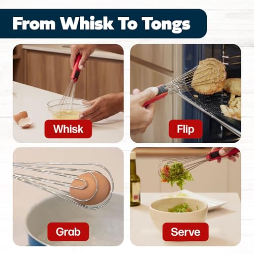 Cooks Innovations Tongs for Cooking Multipurpose 6-in-1, Kitchen Utensils, Whisks for Cooking, Egg Beater Mixer, Salad Tongs for Serving Grill Bbq Steel - Image 2