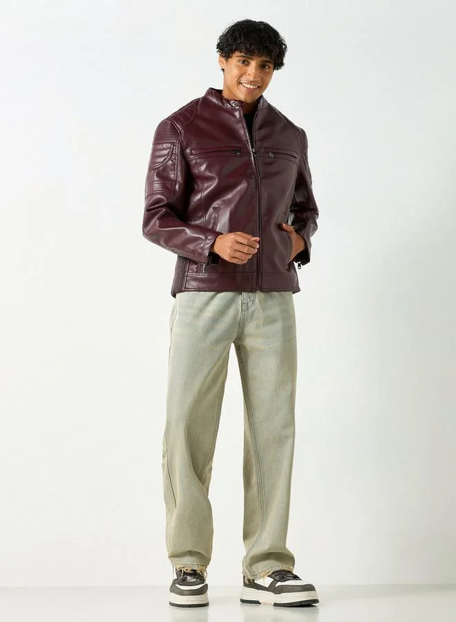 لي كوبر جاكيت بايكر سادة بسحاب وجيوب من لي كوبر