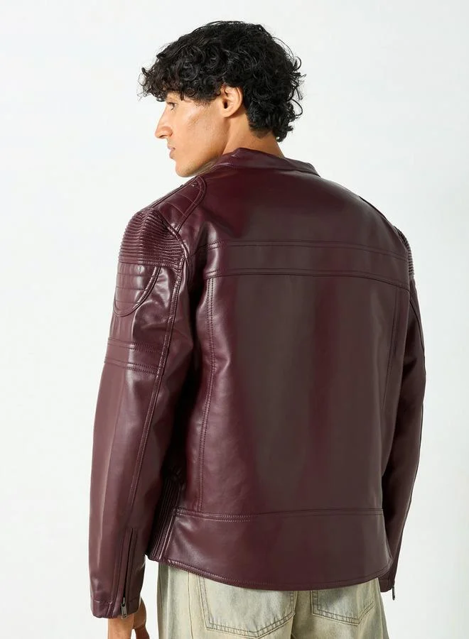 لي كوبر جاكيت بايكر سادة بسحاب وجيوب من لي كوبر