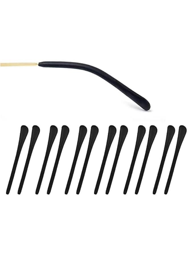 Generic Eyeglass Metal Frame End Tips 6 Pairs Silicone Ear Sock Pieces Tubes Anti-slip Replacement Glasses Ear Cushion for Thin Metal Eyeglass Legs - Black - Image 1