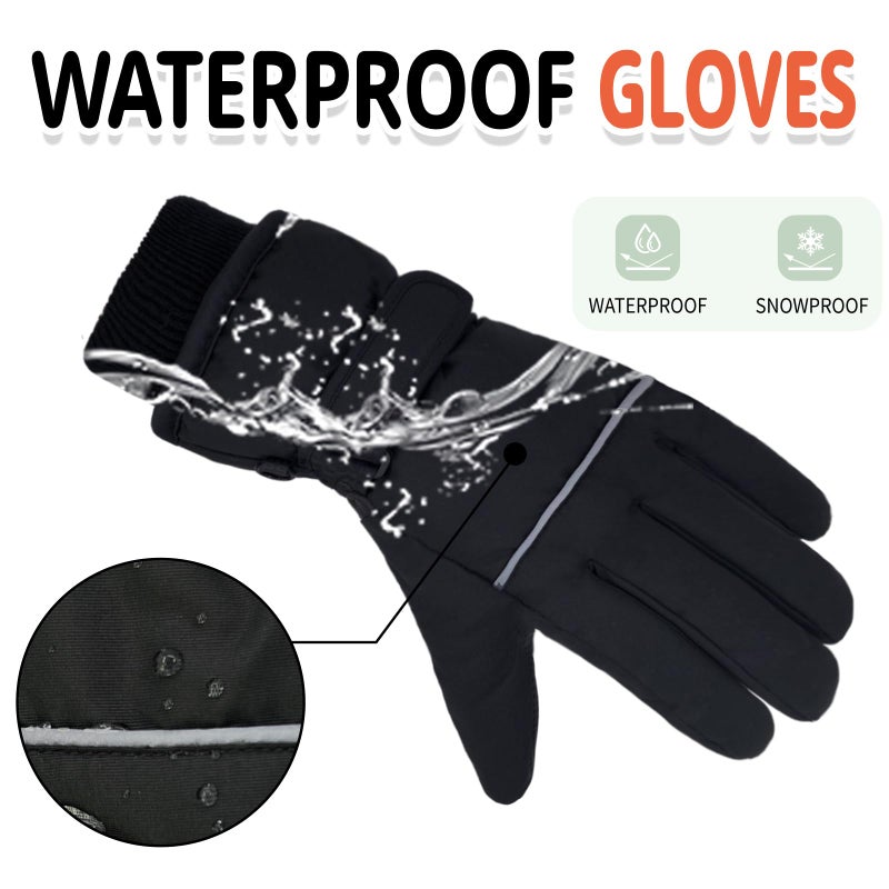 YUHAN PRETTY Kids Winter Ski Gloves Waterproof Children Girls Boys Fleece Thermal Snowboard Snow Gloves Mittens for Cold Weather(9-11Years) - Image 3