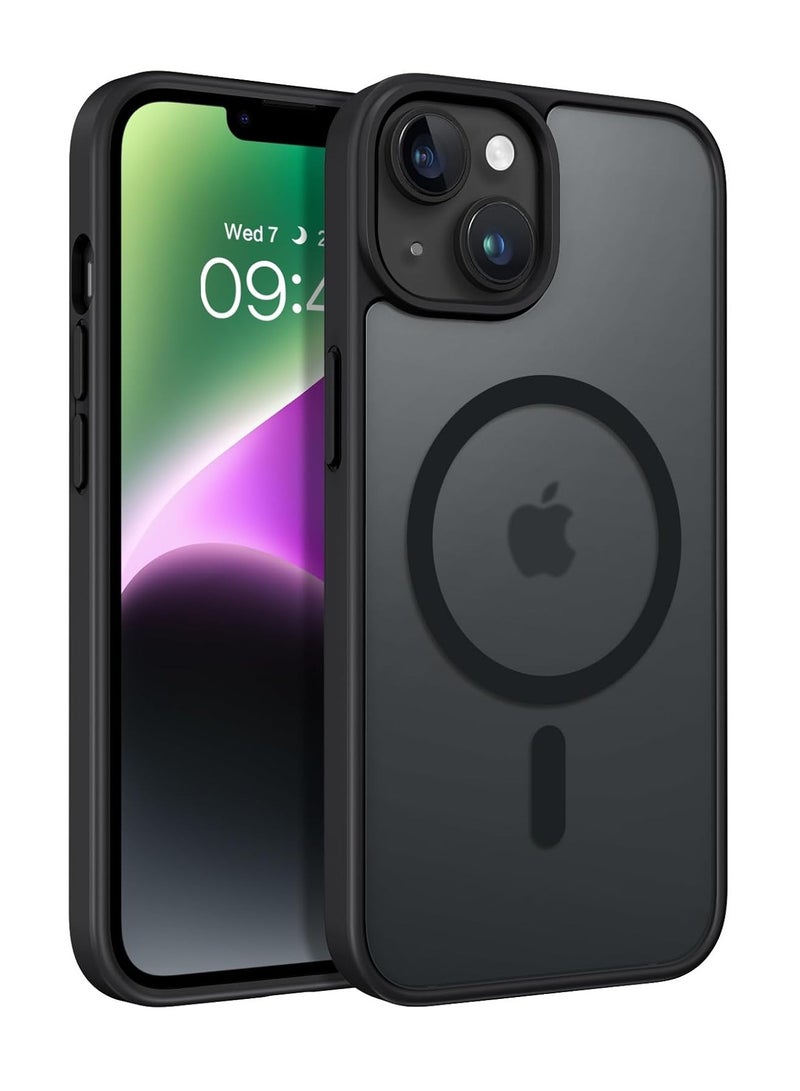 Magnetic iPhone 14 Plus Phone Case, [Compatible with Magsafe] Slim Fit Matte Design Shockproof Bumper Protective Drop Protection Girls Women Boys Men Cover for iPhone 14 Plus, Black - Image 1