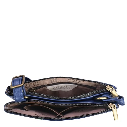Anna by Anuschka Women's Hand-Painted Genuine Leather Small Zip Around Crossbody - Moonlit Peonies - Image 5