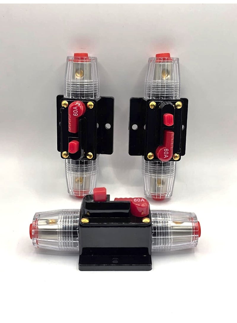 قاطع دائرة صوت ستيريو السيارة 12/24 فولت، فيوز مدمج، سلك قياس 4/8، 60 أمبير - Image 1