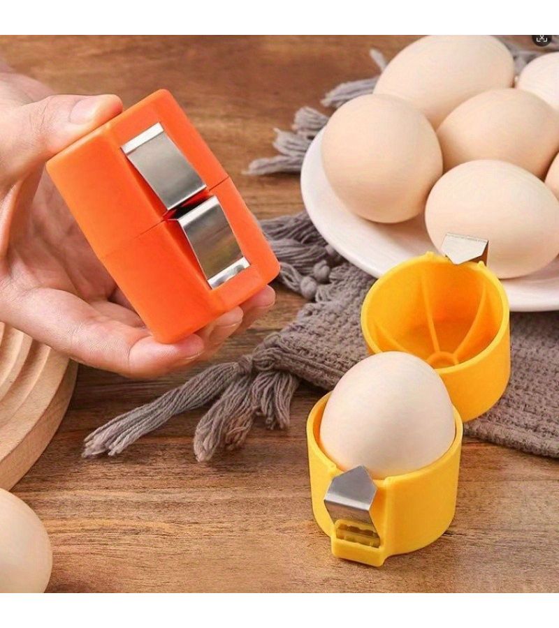 أداة تقشير البيض الصفراء والوردية، تقشير سريع للبيض النيء والمطبوخ، أداة مطبخ - Image 2