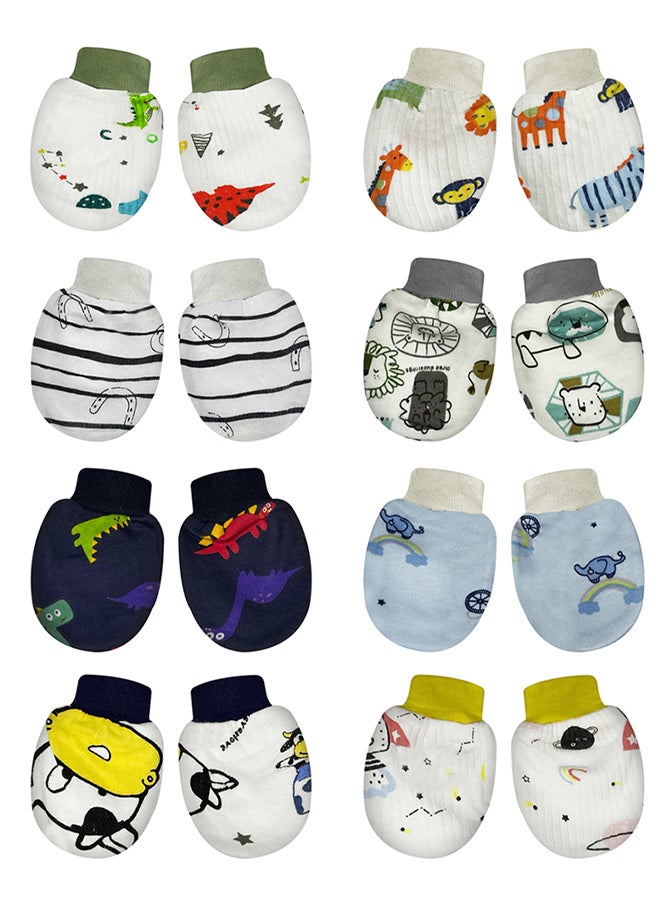 MARGOUN 8 Packs Newborn Baby Mittens Anti Scratch Baby Mittens No Scratch Mittens Baby Gloves for 0-6 Months Boys Girls Multicolour  - Image 2