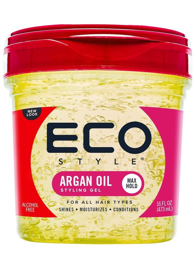 إيكو ستايل جل تصفيف الشعر إيكو ستايل الخالي من البارابين والكبريتات بزيت الأرجان المغربي (473 مل)