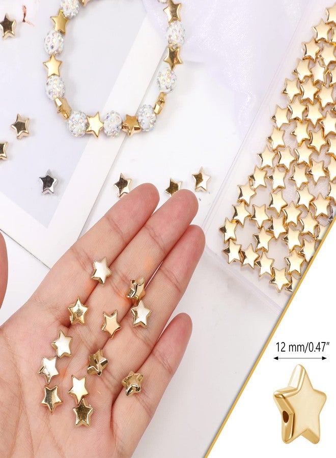 Sureio 400 Pcs Star Spacer Beads 12 mm Star Shaped Charm Large Hole Loose Beads for Jewelry Bracelets Crafts DIY Making(Gold) - Image 3