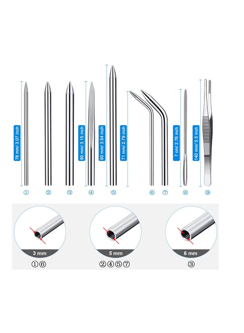 SYOSI Stainless Steel Knotter Tools, 12 Pcs Stainless Steel FID Set, Paracord FID Marlinspike Set, Paracord Stitching Lacing Stitching Needles and Smoothing Tool, for Leather or Paracord Work (Silver) - Image 3