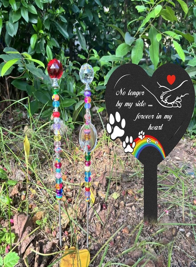 Andthen Dog Memorial Grave Stakes with 2 Memorial Plant Sticker - Metal Pets Lover Cemetery Markers Decorations for Humans Heart Plaques Decor for Outdoor Garden - Image 5
