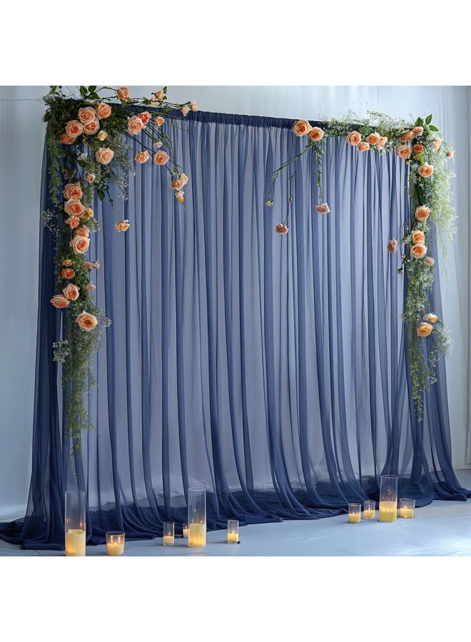 PARTISKY 10ft X 10ft Navy Blue Tulle Backdrop Curtain for Parites, Sheer Backdrop Curtains Fabric Drapes for Wedding Ceremony Arch Party Stage Decorations - Image 1